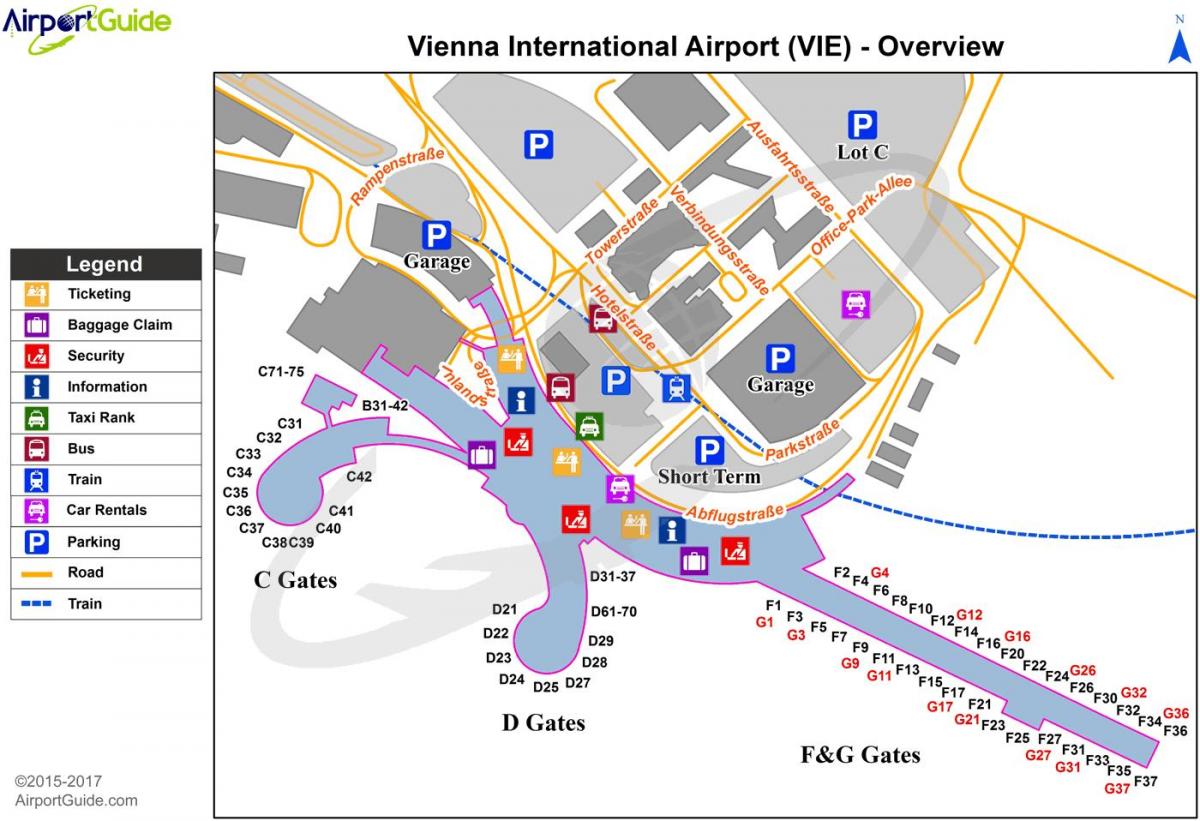 Peta dari Vienna airport tujuan