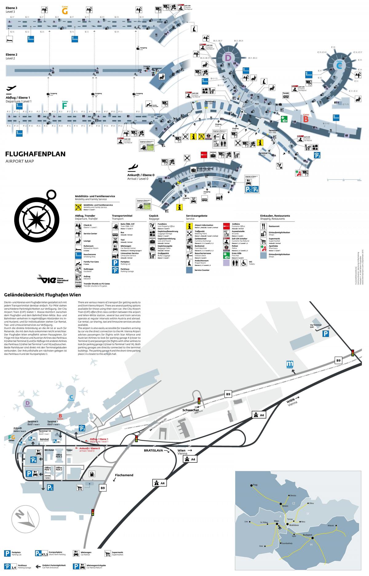 Vienna airport keberangkatan peta